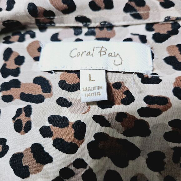 Coral Bay Womens Blouse Multi-Color Size Large Cotton Blend 3/4 Sleeve Stretch - Picture 6 of 12